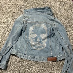 NWT Zadig & Voltaire skull jean jacket size medium